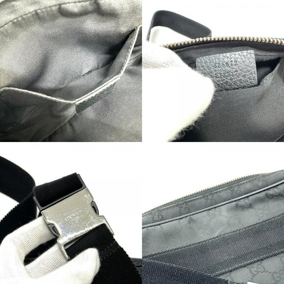 Authentic Gucci GG Supreme Monogram Waist Bag Belt Bag Pouch Mens Black - Picture 8 of 8